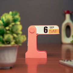 LayerStory FlipDate Retro Perpetual Desk Calendar in Pink – minimalist desk accessory