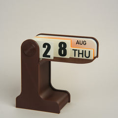 LayerStory FlipDate Retro Perpetual Desk Calendar in Brown with vintage flip design