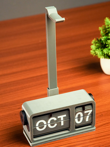 Minimalist headphone holder add-on for FlipDate Retro Perpetual Desk Calendar